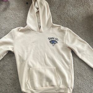 SHEIN Cream Hoodie with Blue Eye Design